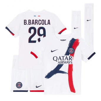 Billige Fotballdrakt Paris Saint-Germain Bradley Barcola #29 Replika Bortedraktsett Barn 2025-26 Kortermet (med bukser)